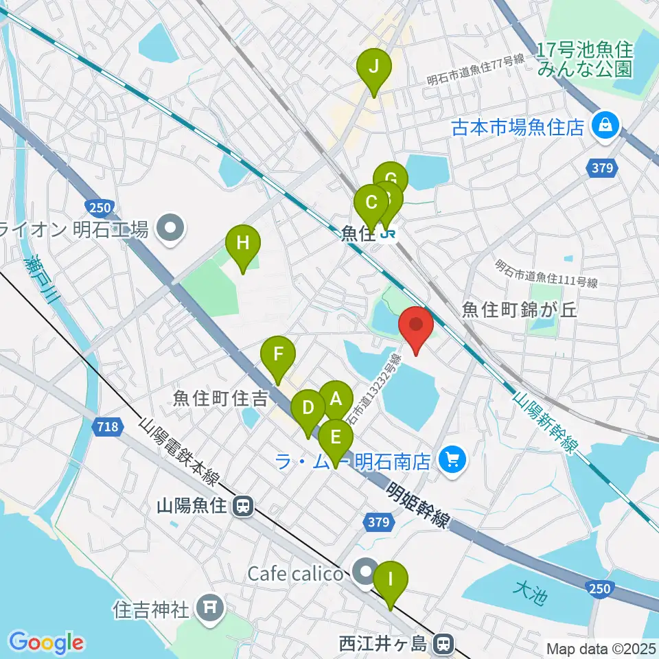 明石市立西部市民会館周辺のコンビニエンスストア一覧地図
