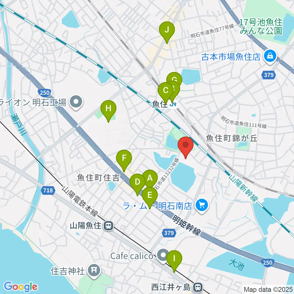 明石市立西部市民会館周辺のコンビニエンスストア一覧地図