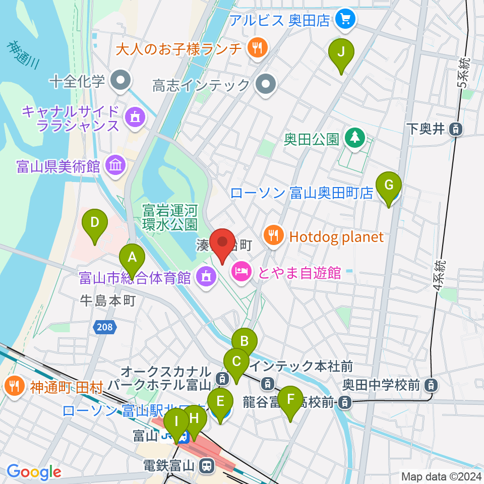 富山県民共生センター サンフォルテ周辺のコンビニエンスストア一覧地図