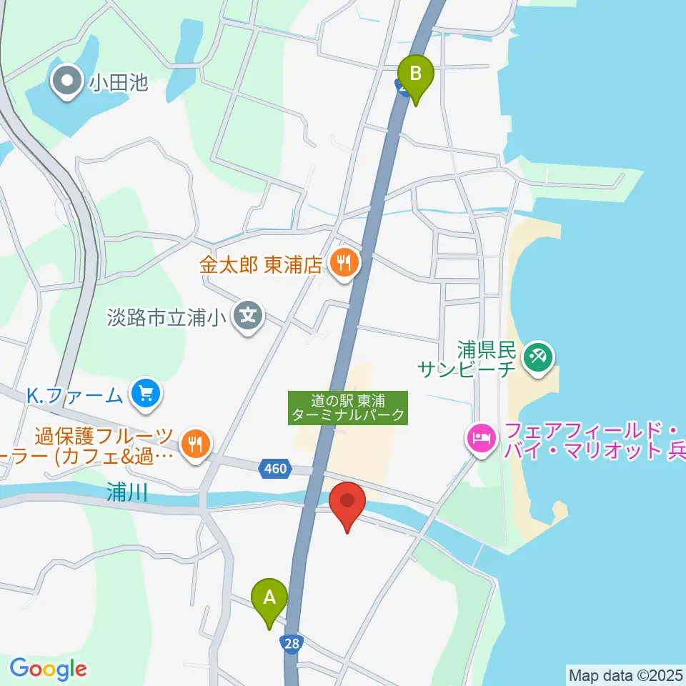 淡路市立サンシャインホール周辺のコンビニエンスストア一覧地図