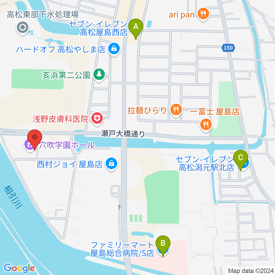 穴吹学園ホール周辺のコンビニエンスストア一覧地図