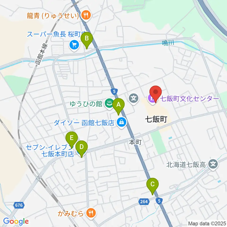 七飯町文化センター周辺のコンビニエンスストア一覧地図