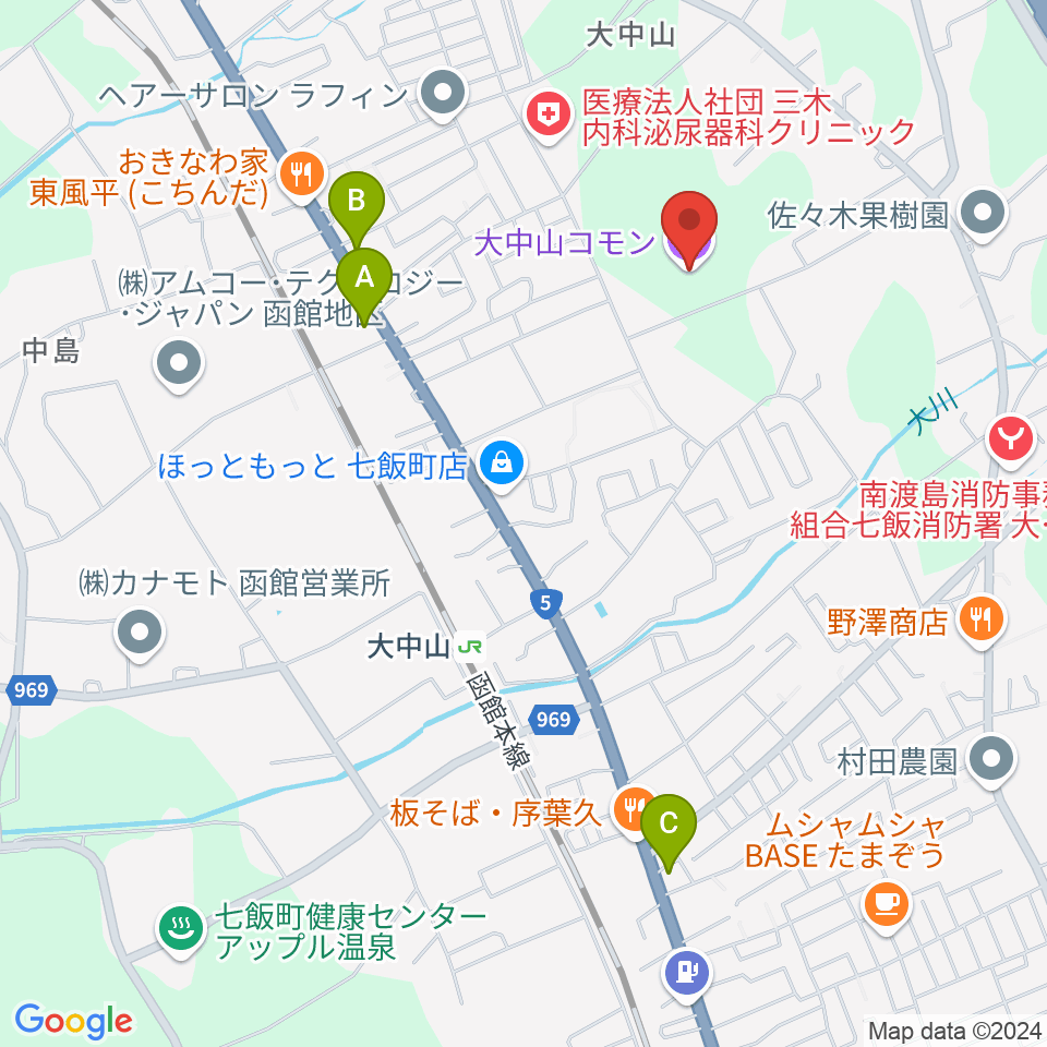 大中山コモン周辺のコンビニエンスストア一覧地図