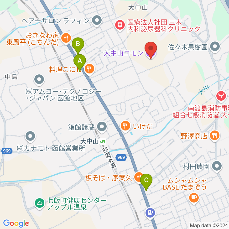 大中山コモン周辺のコンビニエンスストア一覧地図