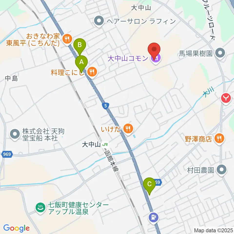 大中山コモン周辺のコンビニエンスストア一覧地図