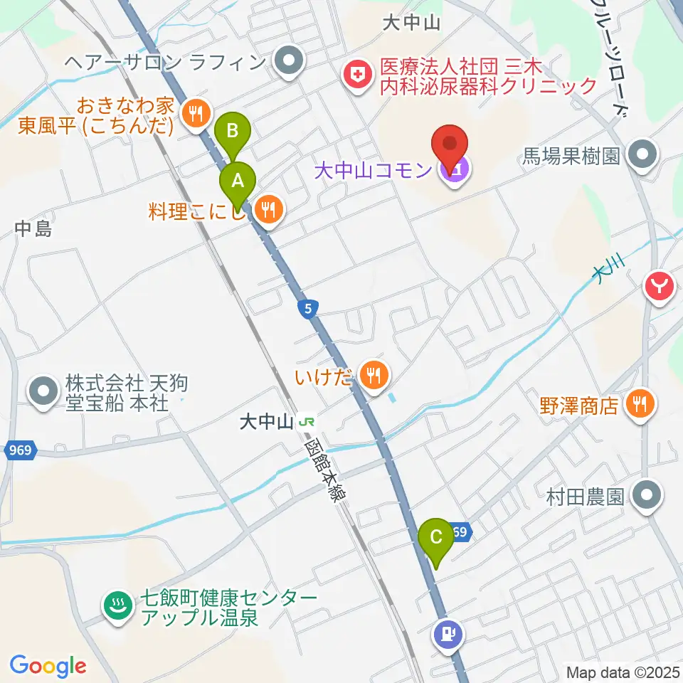 大中山コモン周辺のコンビニエンスストア一覧地図