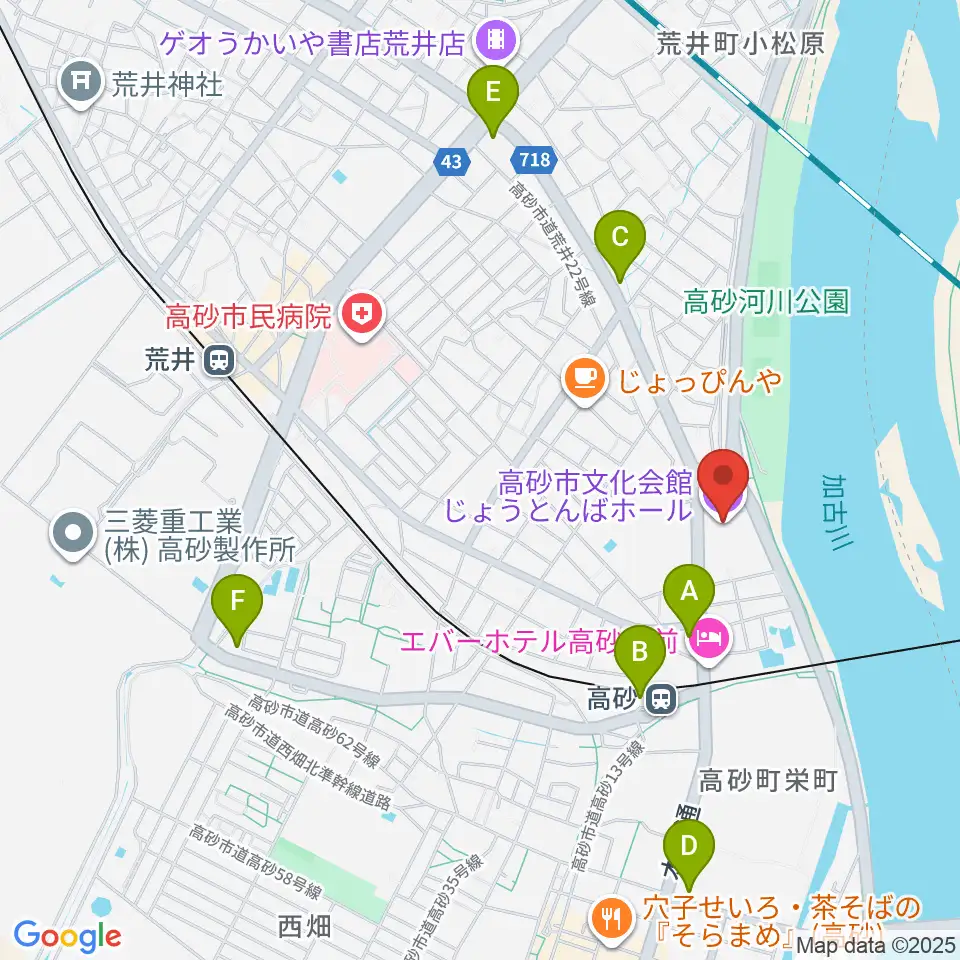 高砂市文化会館周辺のコンビニエンスストア一覧地図