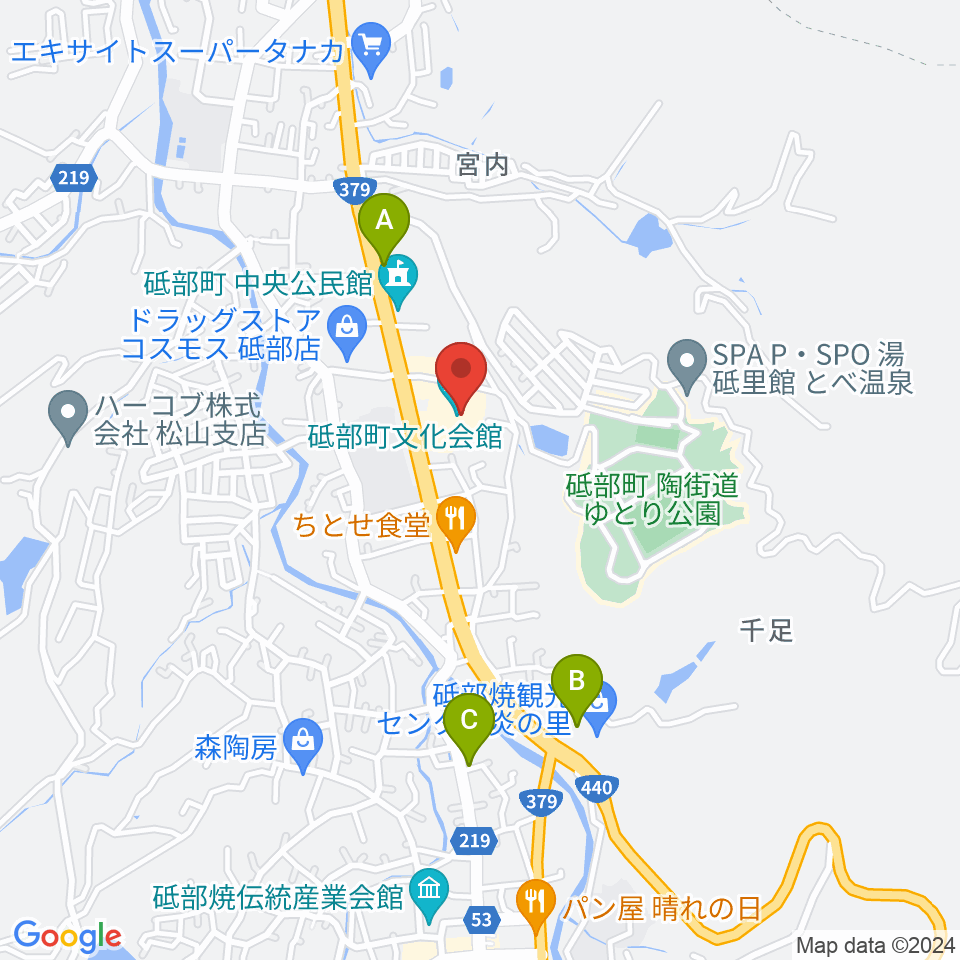 砥部町文化会館周辺のコンビニエンスストア一覧地図