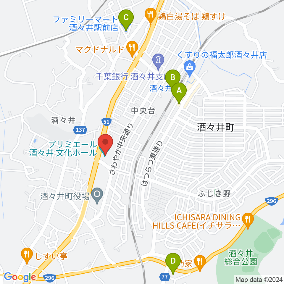 プリミエール酒々井周辺のコンビニエンスストア一覧地図