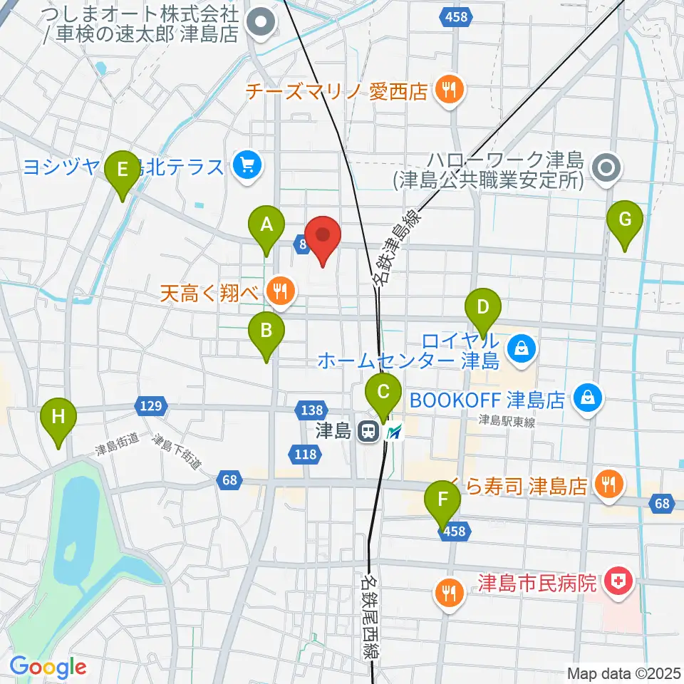 津島市文化会館周辺のコンビニエンスストア一覧地図