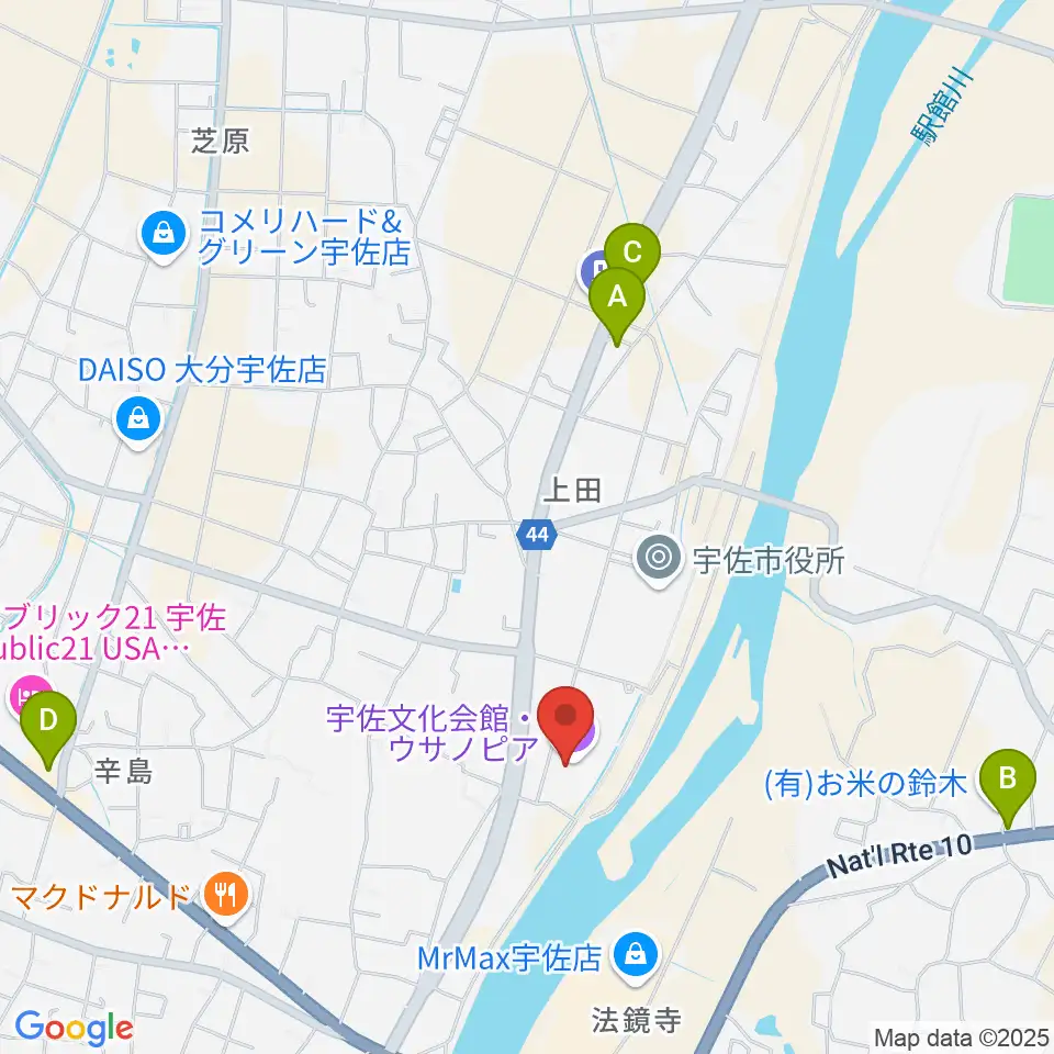 宇佐文化会館・ウサノピア周辺のコンビニエンスストア一覧地図