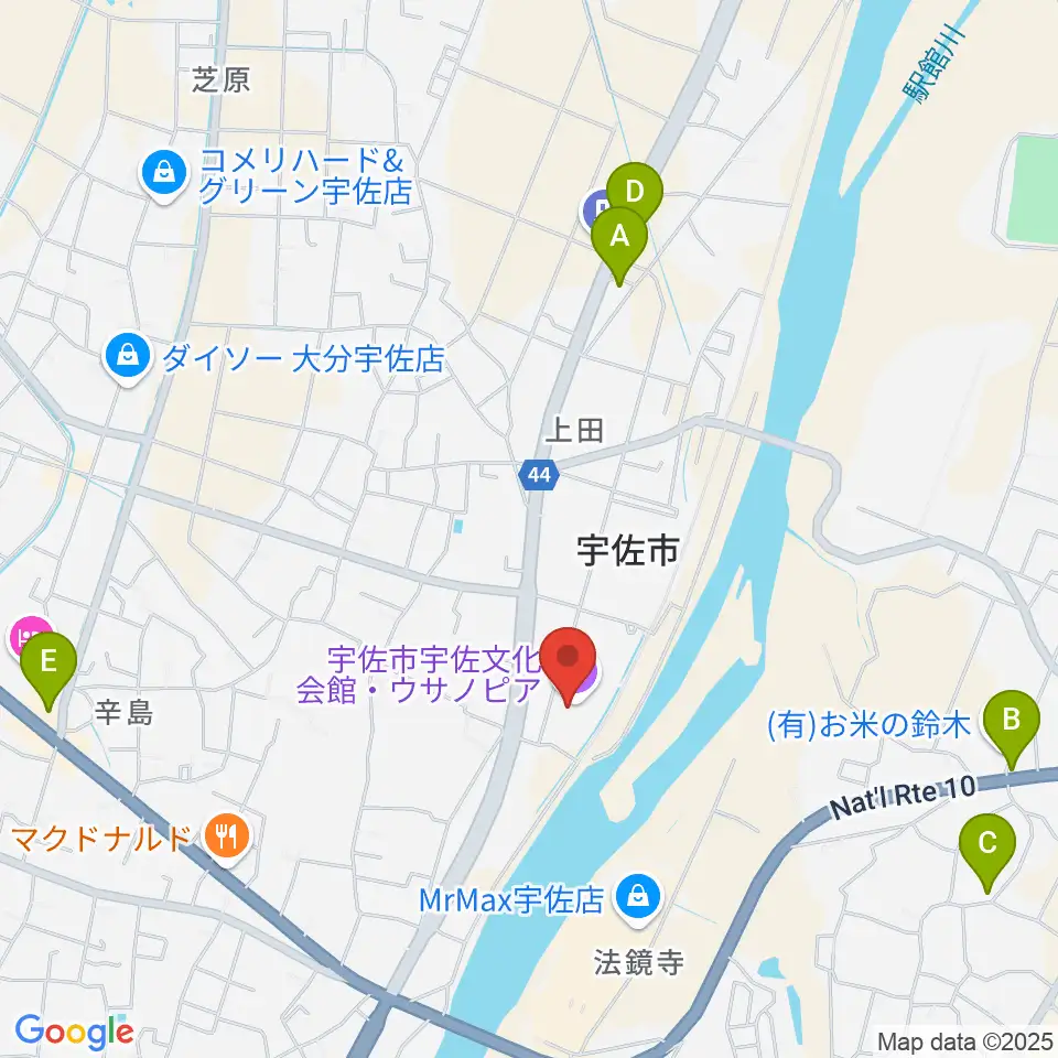 宇佐文化会館・ウサノピア周辺のコンビニエンスストア一覧地図