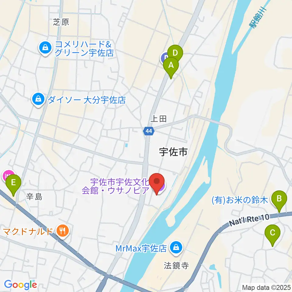宇佐文化会館・ウサノピア周辺のコンビニエンスストア一覧地図