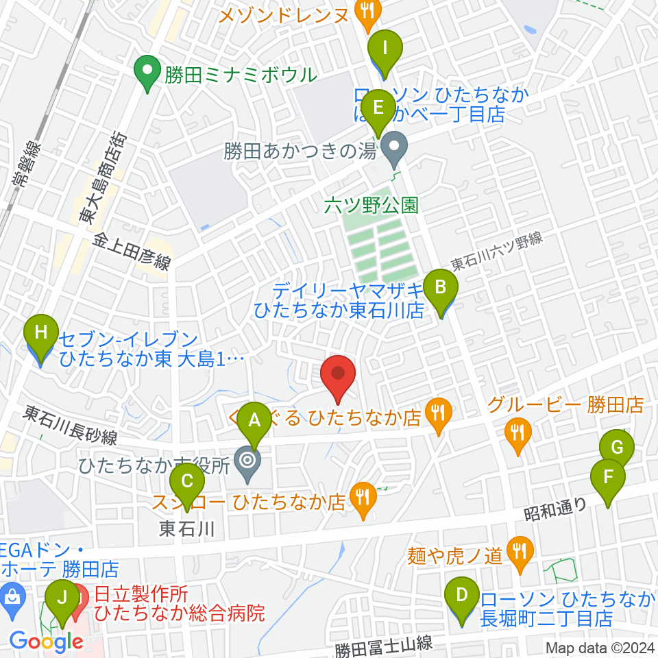 ワークプラザ勝田周辺のコンビニエンスストア一覧地図