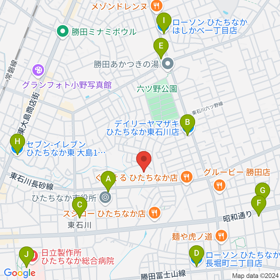 ワークプラザ勝田周辺のコンビニエンスストア一覧地図