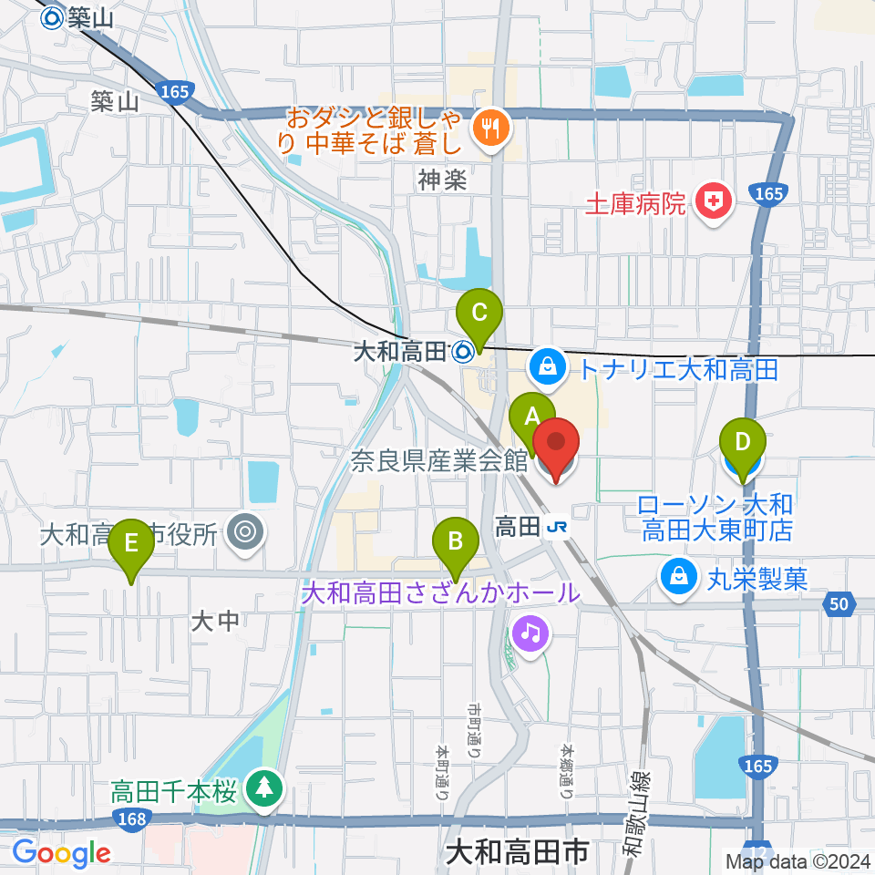 奈良県産業会館周辺のコンビニエンスストア一覧地図