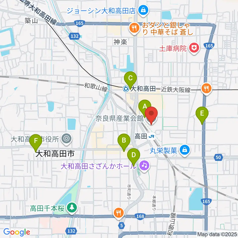 奈良県産業会館周辺のコンビニエンスストア一覧地図