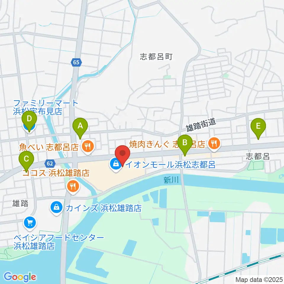 ロッキン浜松店周辺のコンビニエンスストア一覧地図