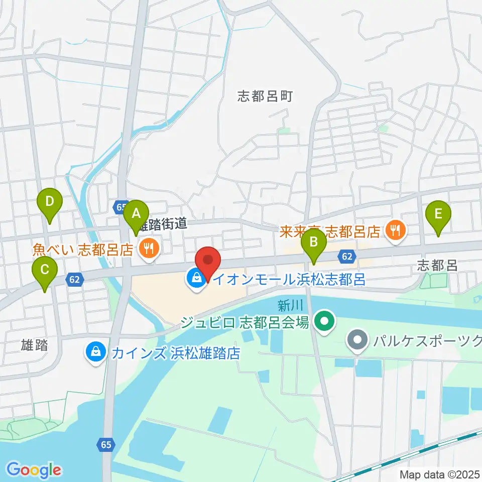ロッキン浜松店周辺のコンビニエンスストア一覧地図
