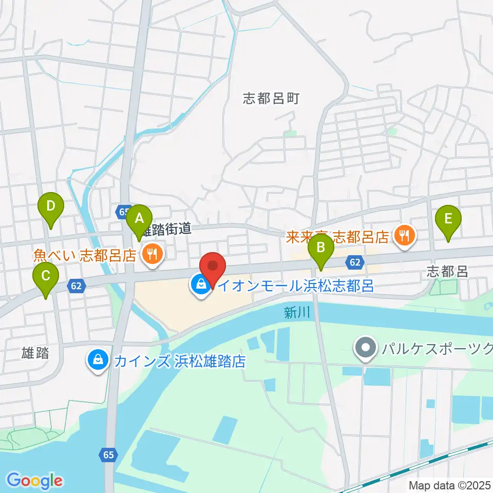 ロッキン浜松店周辺のコンビニエンスストア一覧地図