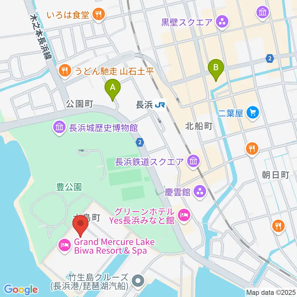 長浜文化芸術会館周辺のコンビニエンスストア一覧地図