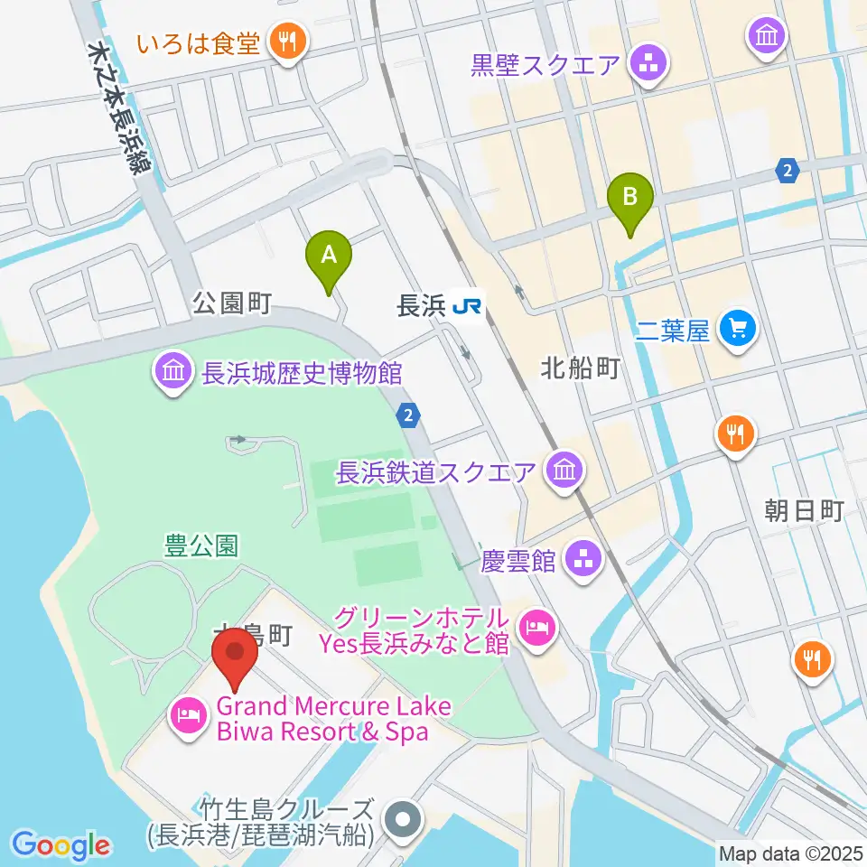 長浜文化芸術会館周辺のコンビニエンスストア一覧地図