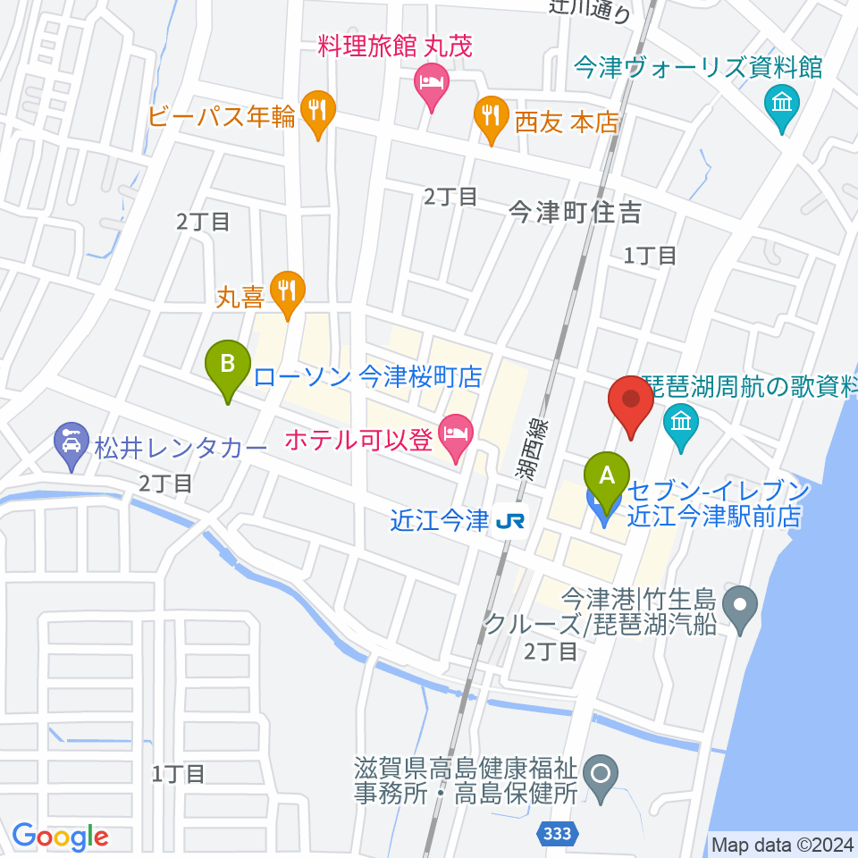 高島市民会館周辺のコンビニエンスストア一覧地図