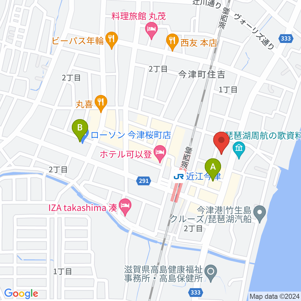 高島市民会館周辺のコンビニエンスストア一覧地図