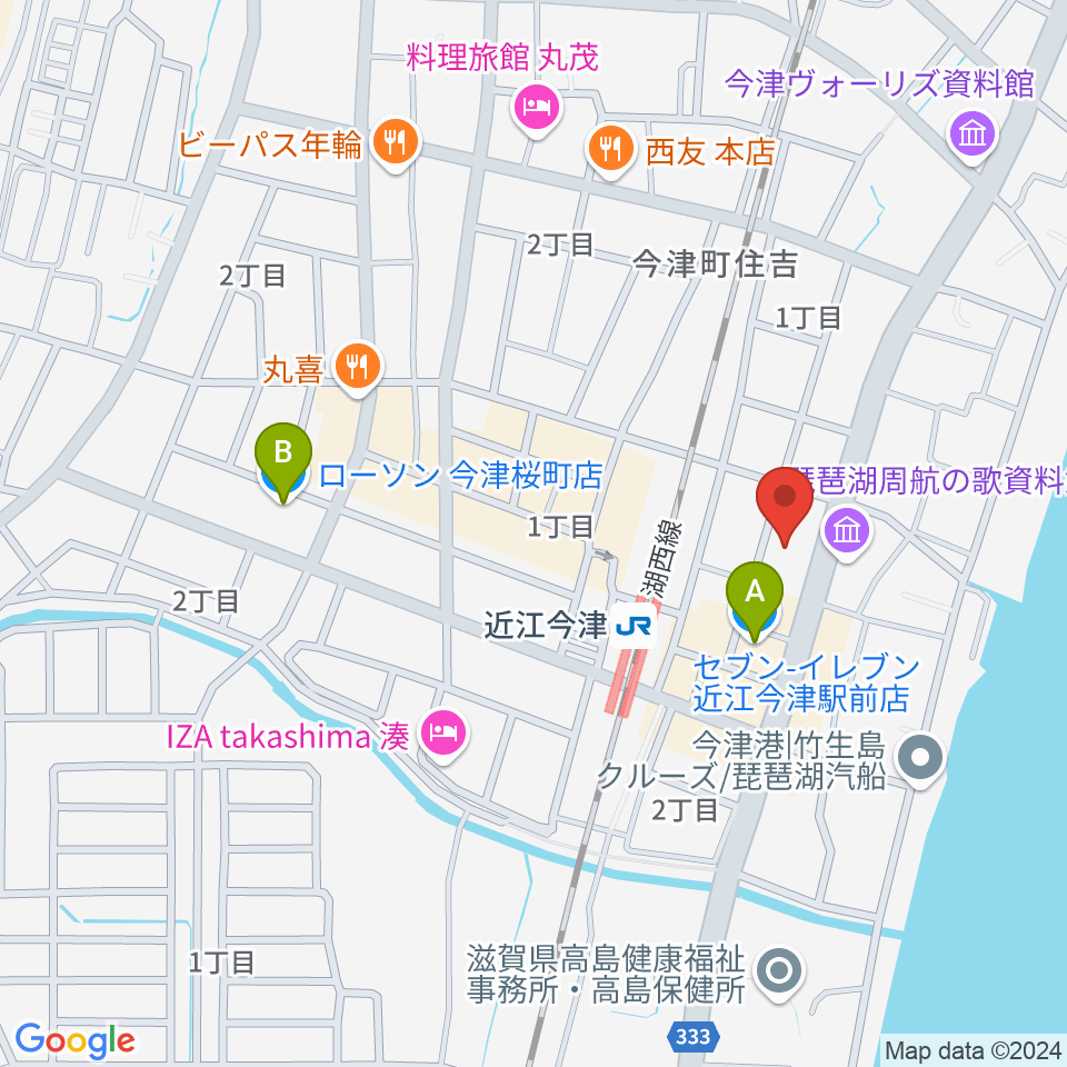 高島市民会館周辺のコンビニエンスストア一覧地図