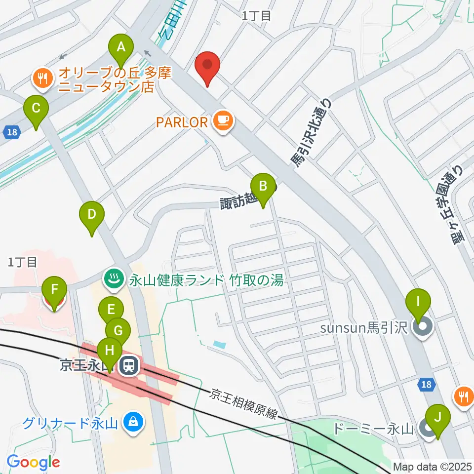 永山Free As Bird周辺のコンビニエンスストア一覧地図