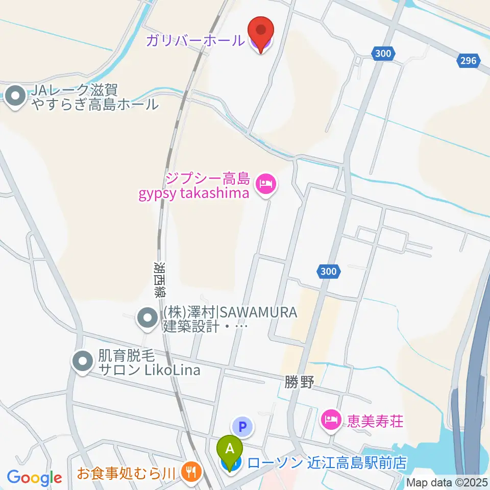 ガリバーホール周辺のコンビニエンスストア一覧地図