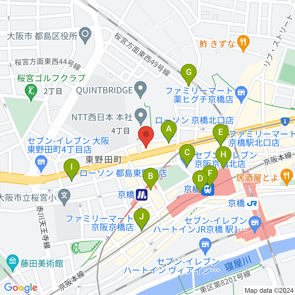 K Music Act周辺のコンビニエンスストア一覧地図