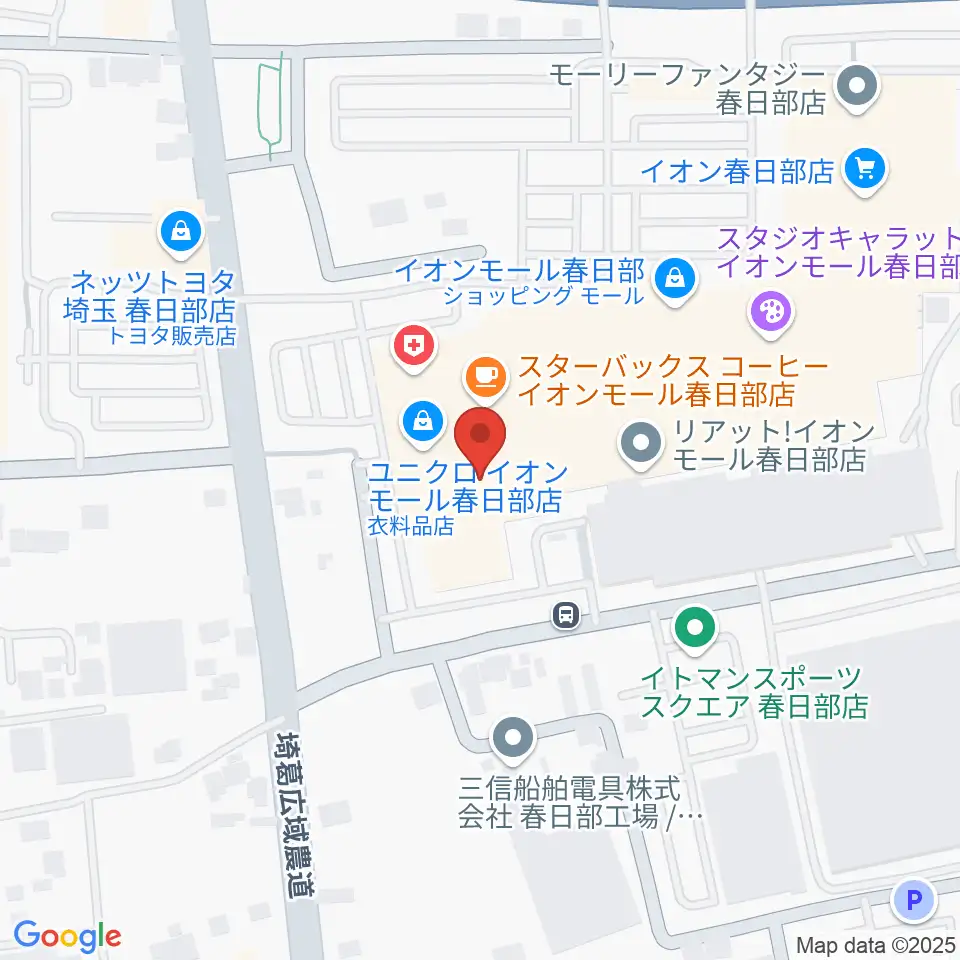島村楽器 イオンモール春日部店周辺のコンビニエンスストア一覧地図