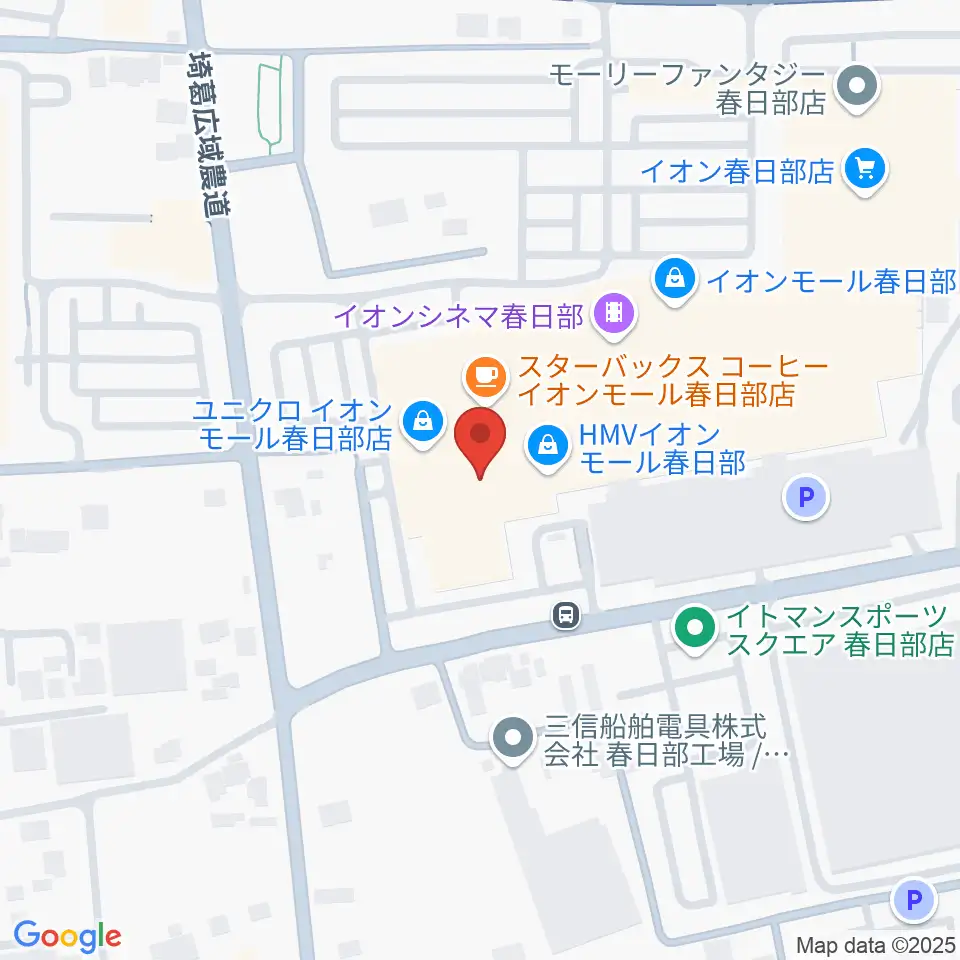 島村楽器 イオンモール春日部店周辺のコンビニエンスストア一覧地図