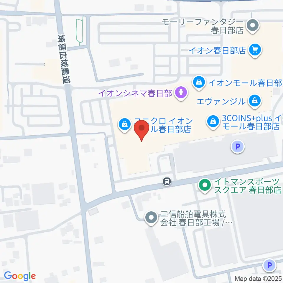 島村楽器 イオンモール春日部店周辺のコンビニエンスストア一覧地図