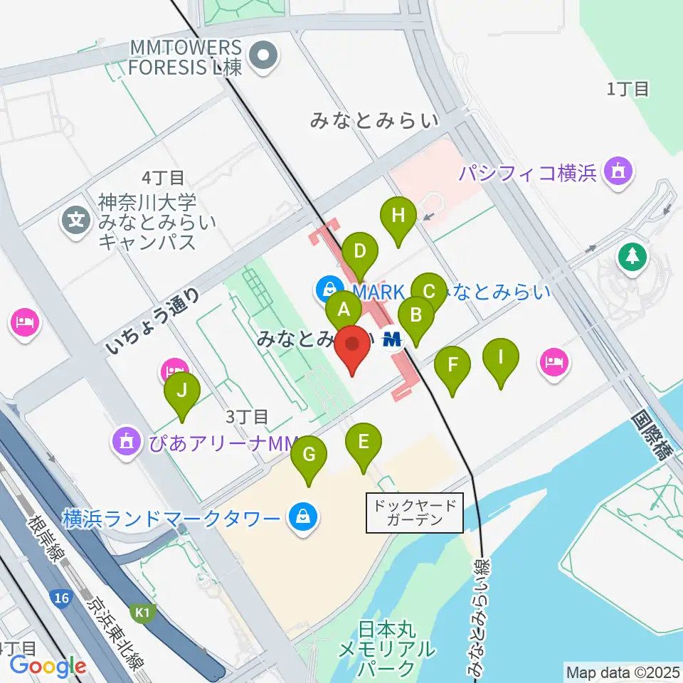 島村楽器 横浜みなとみらい店周辺のコンビニエンスストア一覧地図