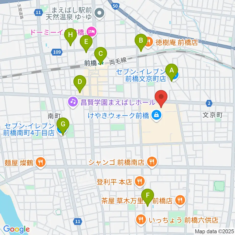 島村楽器 けやきウォーク前橋店周辺のコンビニエンスストア一覧地図