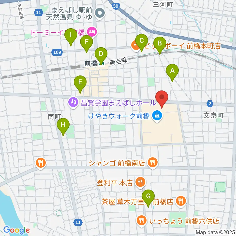 島村楽器 けやきウォーク前橋店周辺のコンビニエンスストア一覧地図