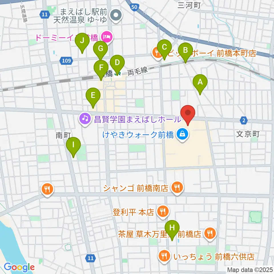 島村楽器 けやきウォーク前橋店周辺のコンビニエンスストア一覧地図