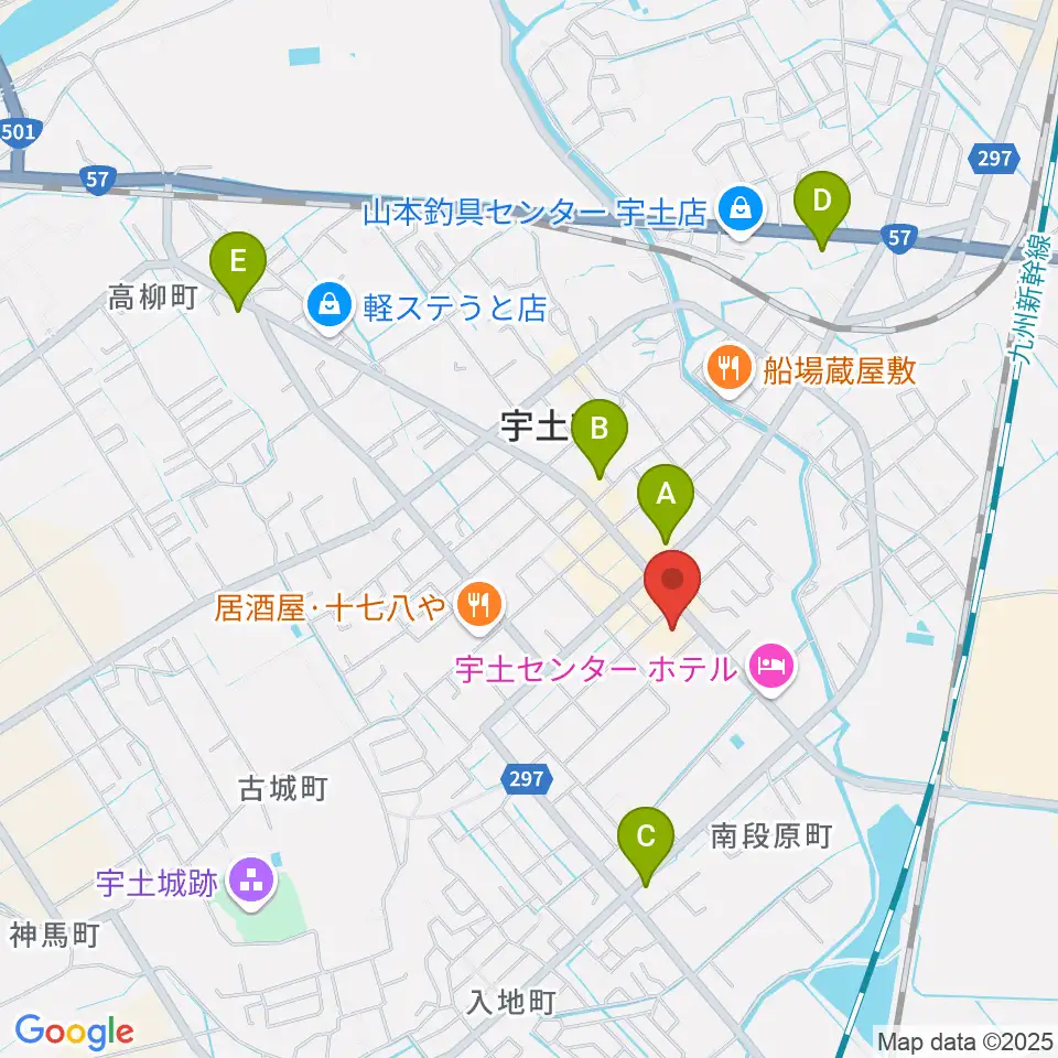 宇土市民会館周辺のコンビニエンスストア一覧地図