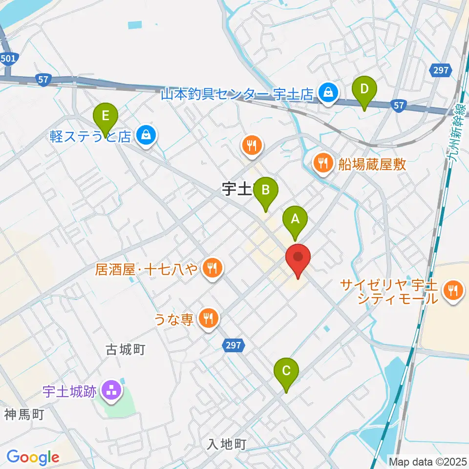 宇土市民会館周辺のコンビニエンスストア一覧地図