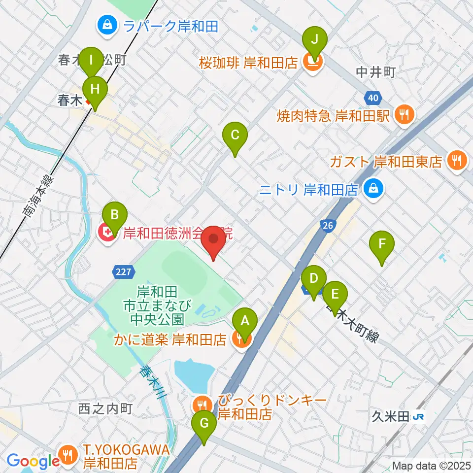 岸和田市立文化会館マドカホール周辺のコンビニエンスストア一覧地図