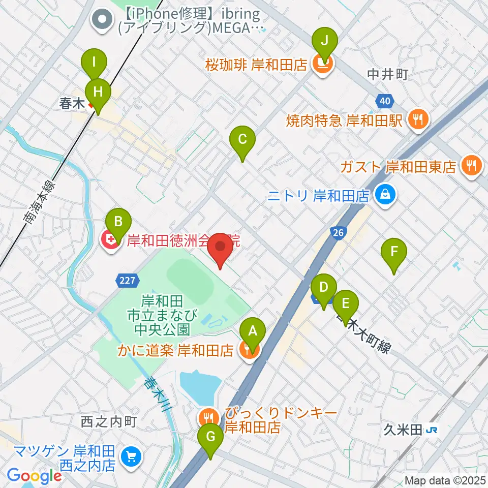 岸和田製鋼マドカホール周辺のコンビニエンスストア一覧地図