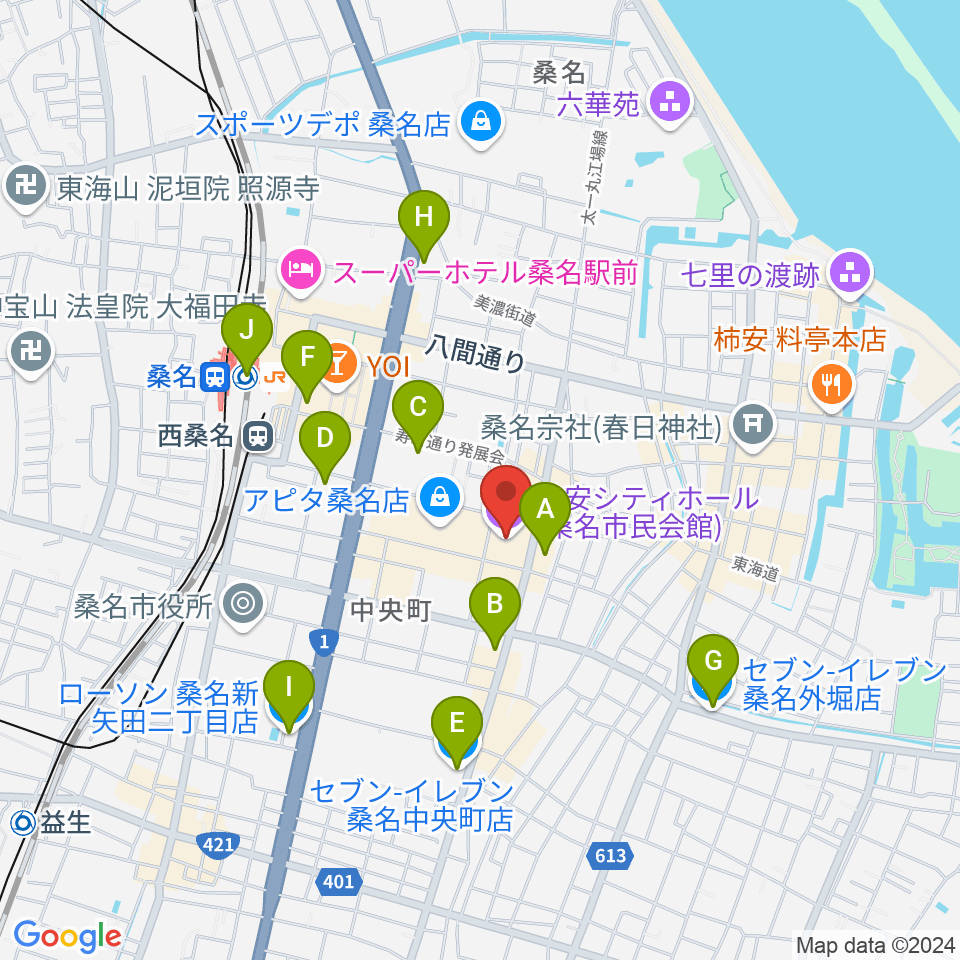 柿安シティホール周辺のコンビニエンスストア一覧地図