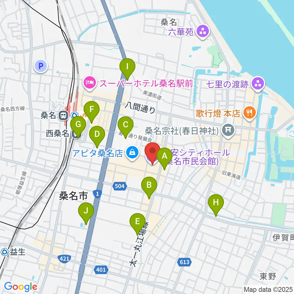 柿安シティホール周辺のコンビニエンスストア一覧地図