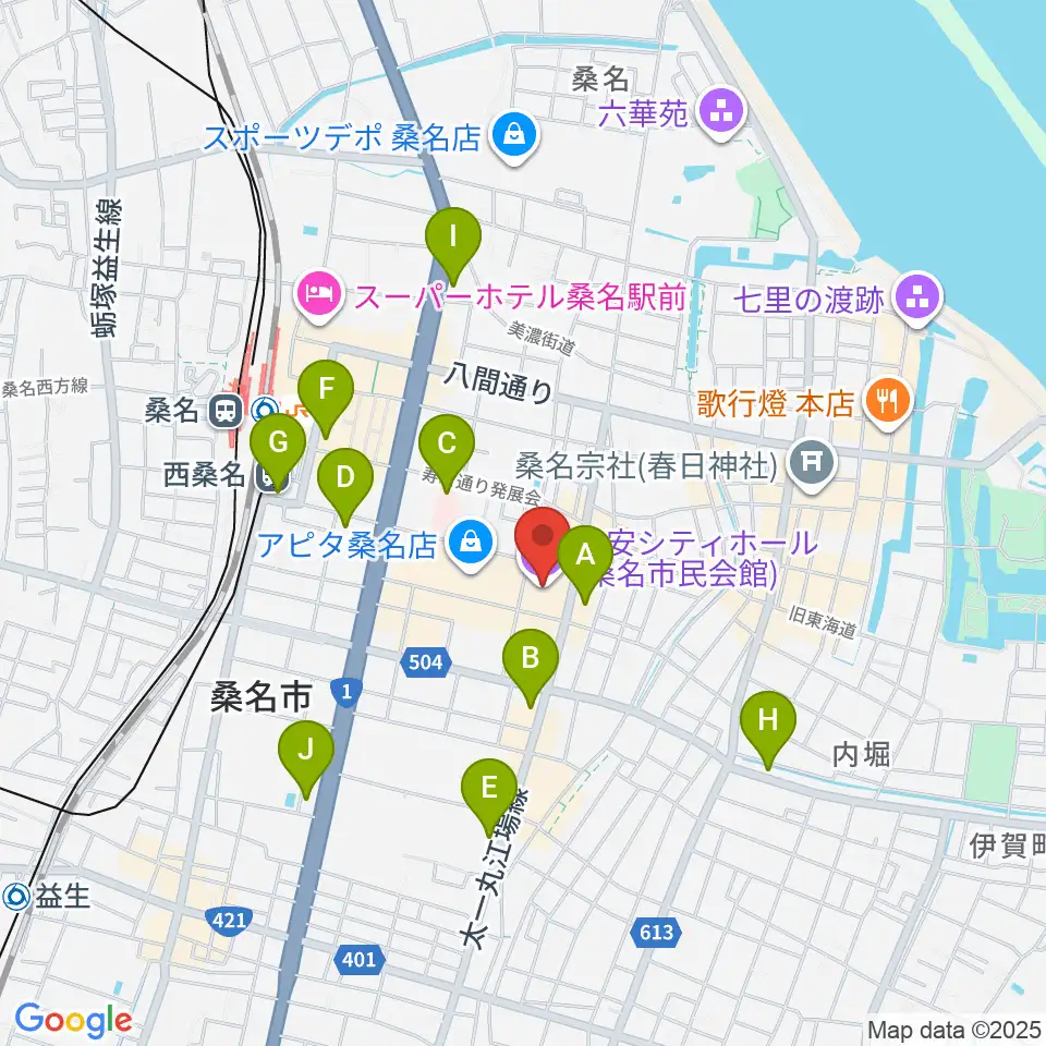 柿安シティホール周辺のコンビニエンスストア一覧地図