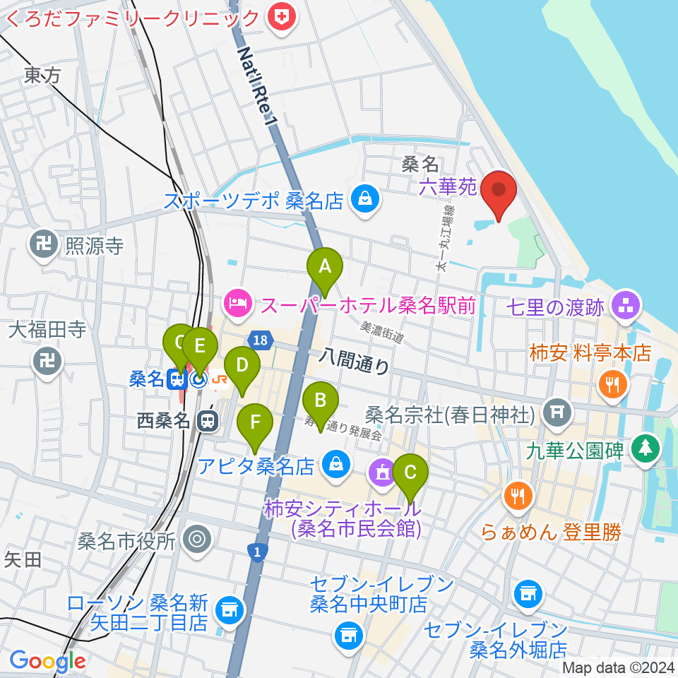 六華苑周辺のコンビニエンスストア一覧地図