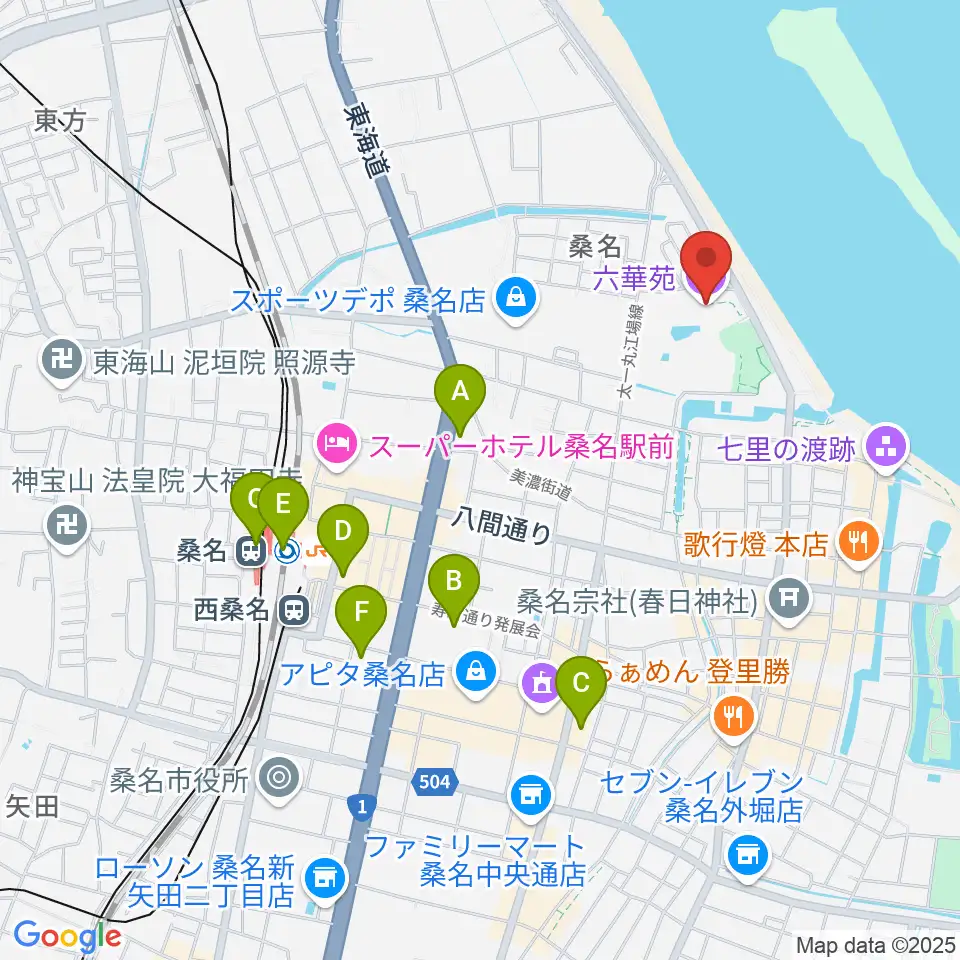 六華苑周辺のコンビニエンスストア一覧地図