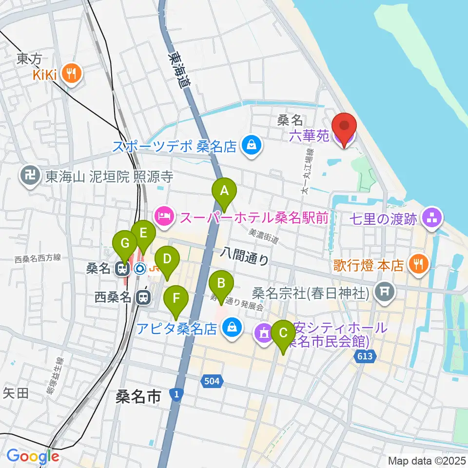 六華苑周辺のコンビニエンスストア一覧地図