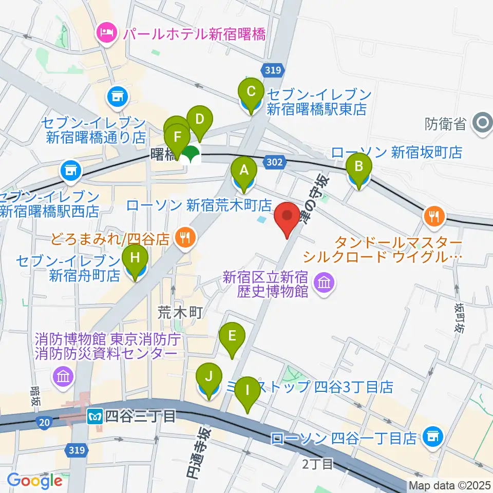 四谷サロンガイヤール周辺のコンビニエンスストア一覧地図